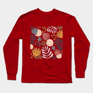 Hand Drawn Leaf Design Long Sleeve T-Shirt